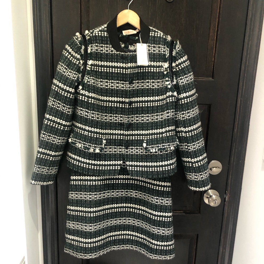 TORY BURCH Norfolk Tweed Suit Jacket + Dress Sz 8